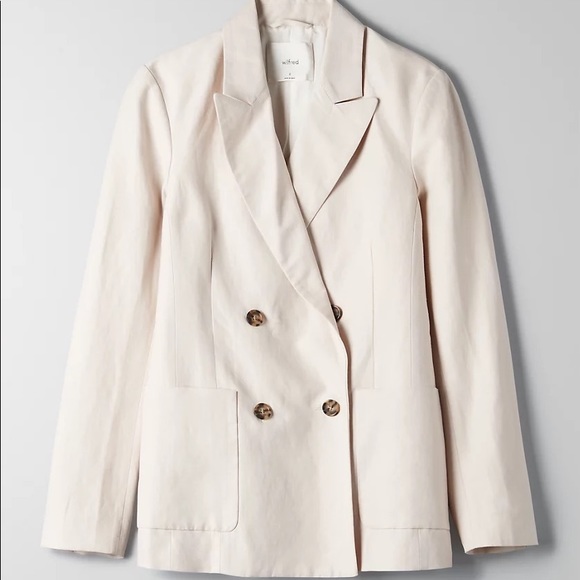 Aritzia Wilfred Parker Linen Blazer in Cream - Picture 3 of 7
